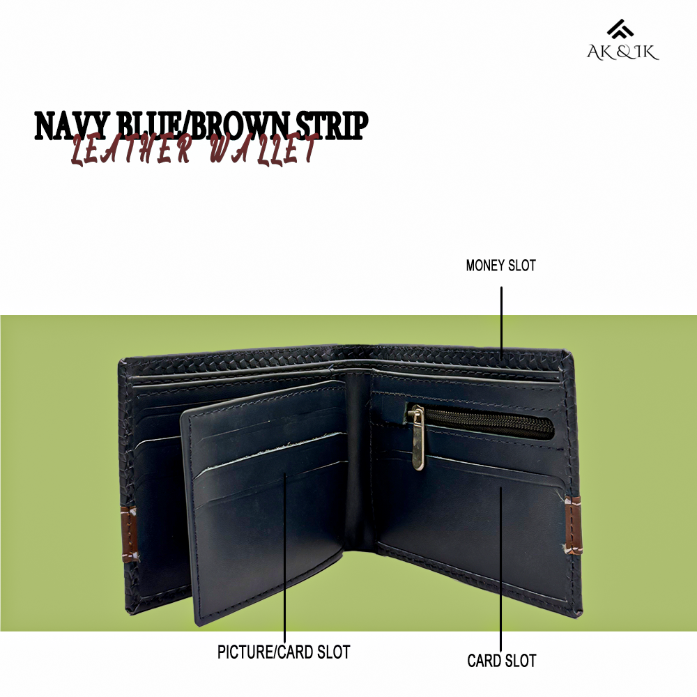 Navy BlueBrown Strip Wallet