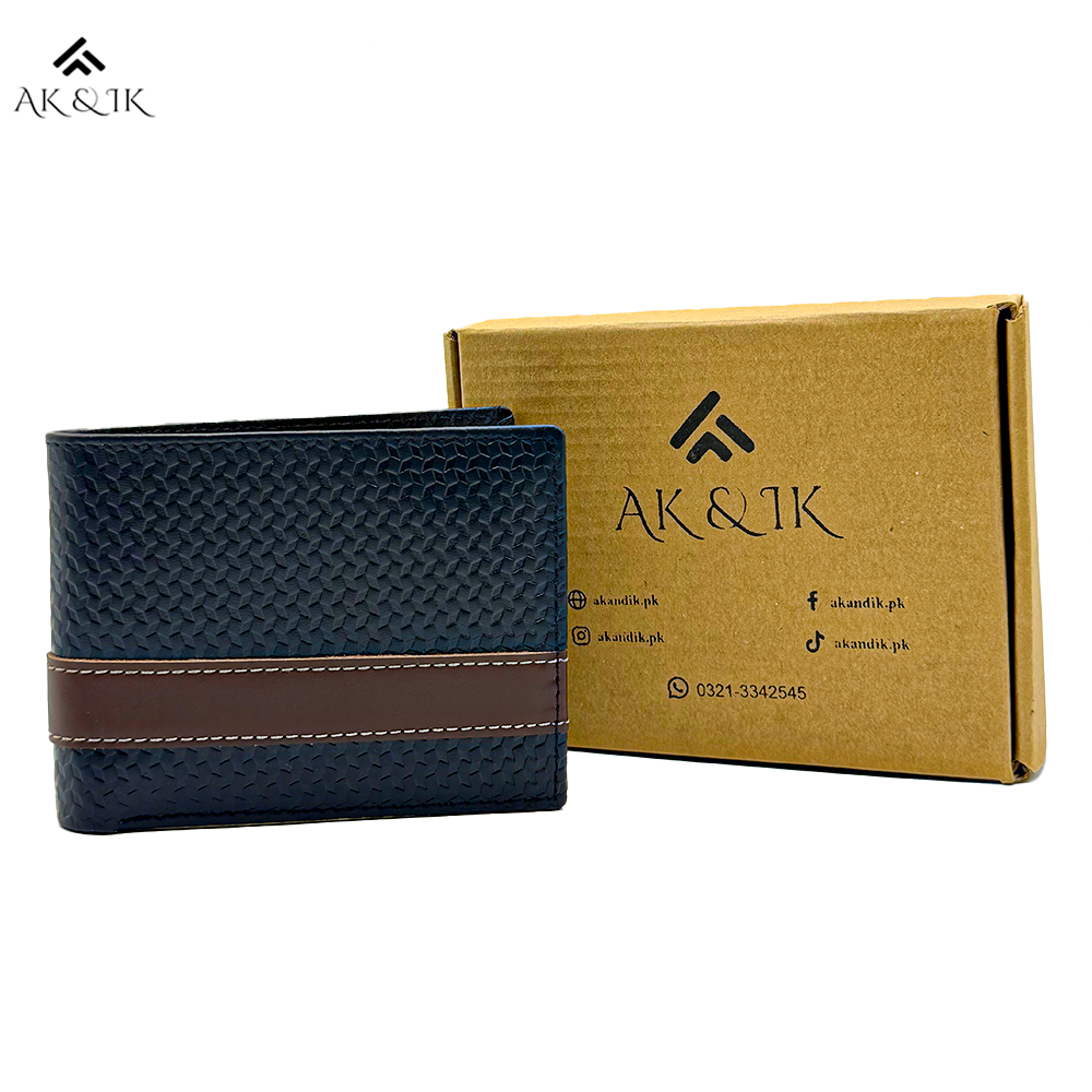 Navy BlueBrown Strip Wallet
