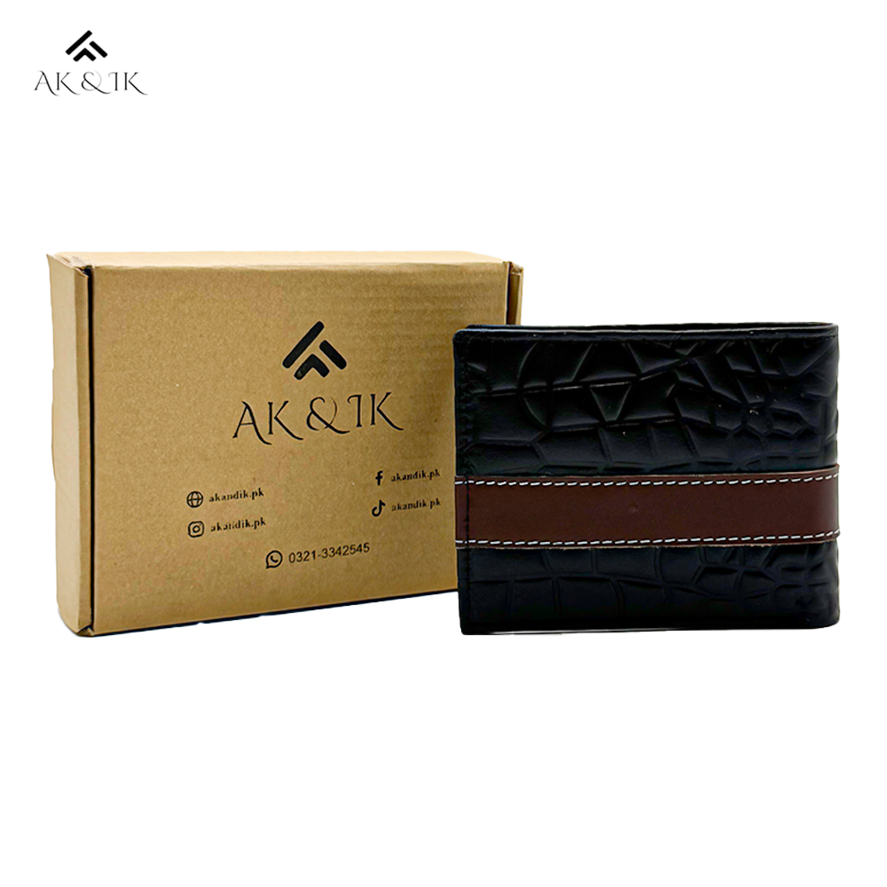 Black Faux Crocodile Wallet
