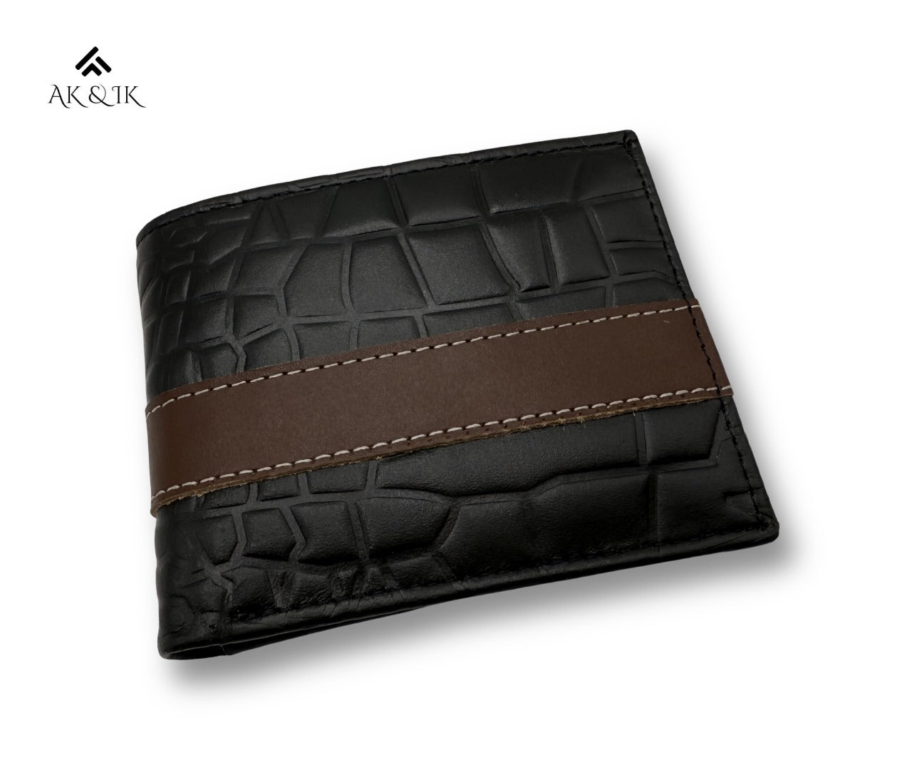 Black Faux Crocodile Wallet