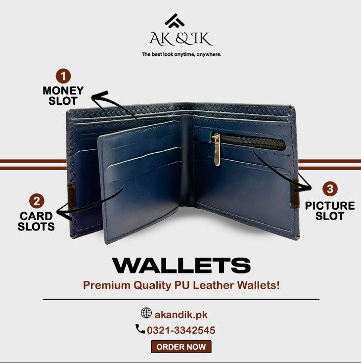 Navy BlueBrown Strip Wallet