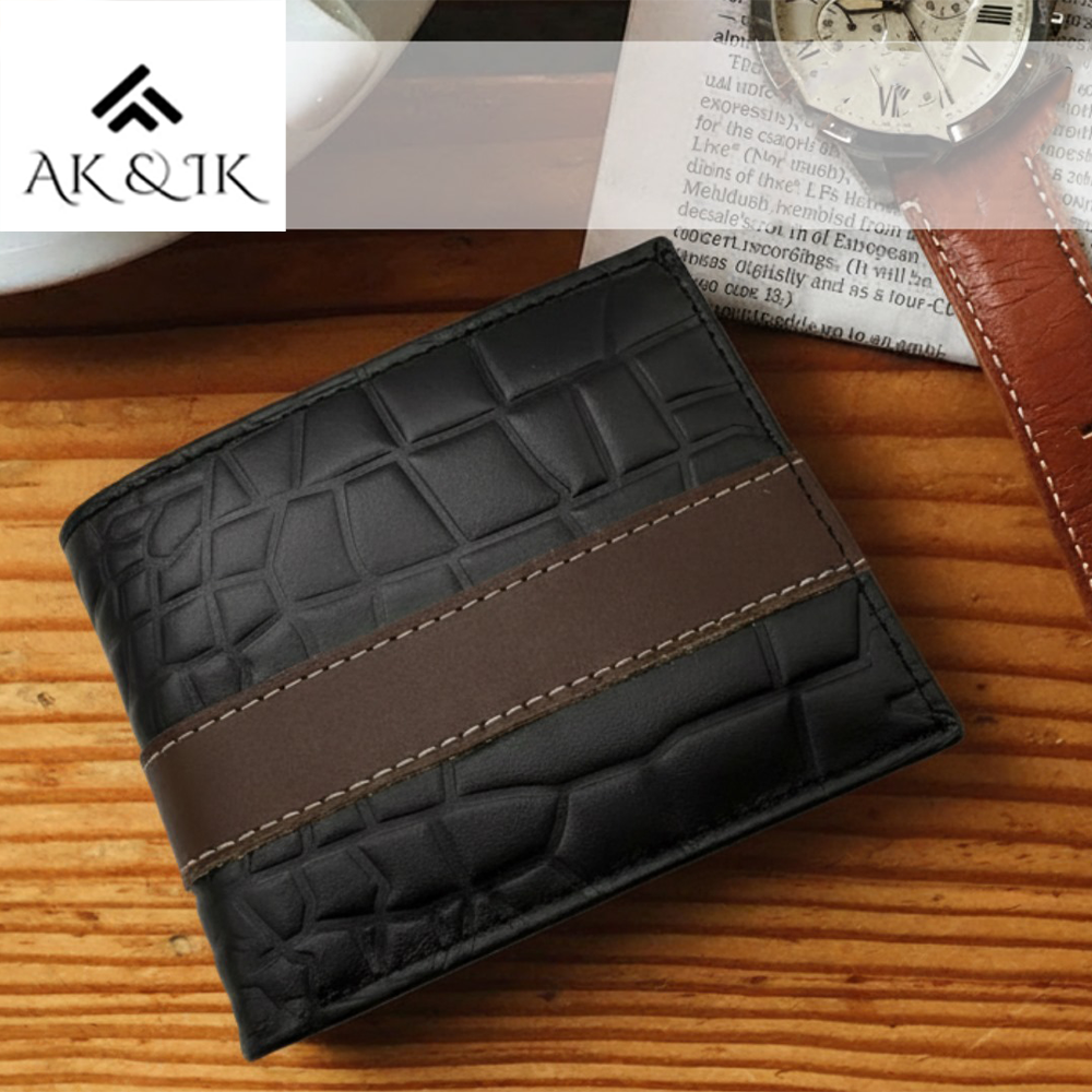 Black Faux Crocodile Wallet